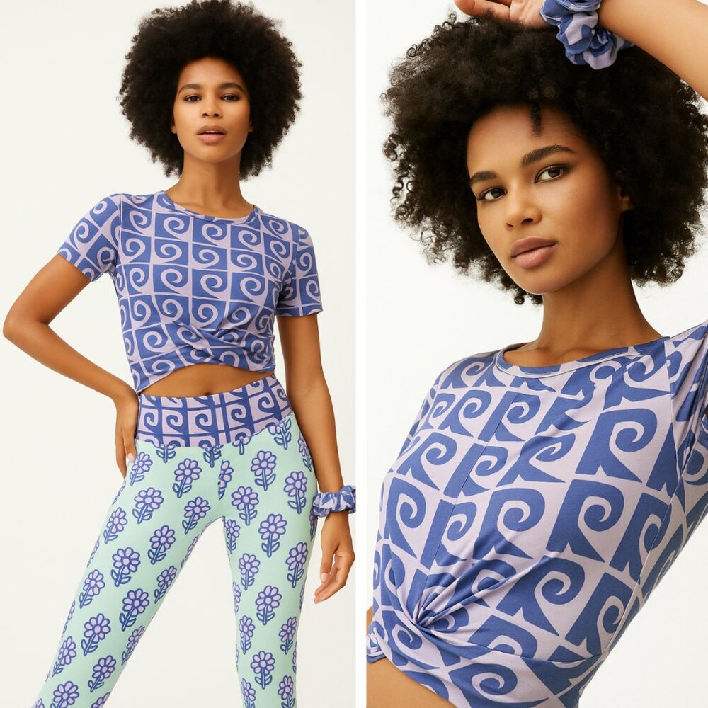 NWT Rhode Coco Crop Tee Cobalt Monogram Purple Luxury Street Style